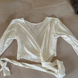 Chic Cream Wrap Blouse